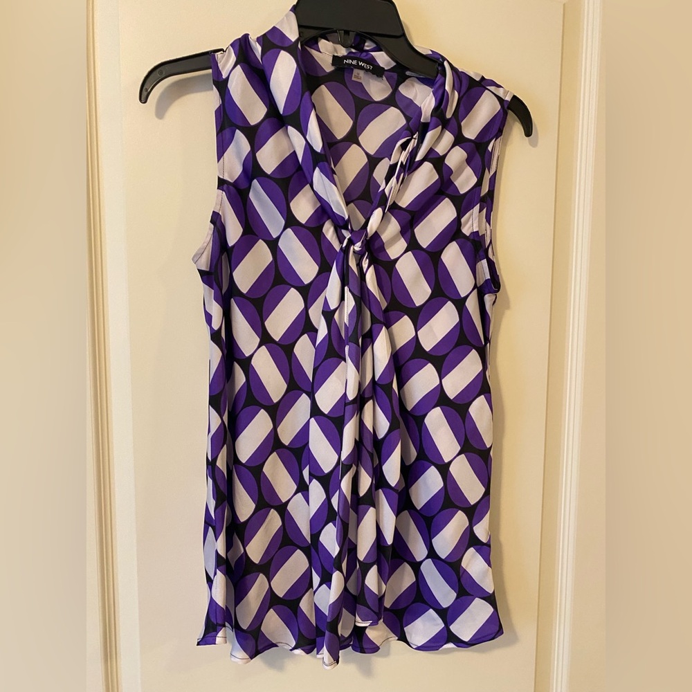 Nine West Purple Geometric Print Women's Top Size M